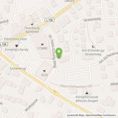 Standortübersicht der Tankstelle Stadtwerke Detmold GmbH in 32758 Detmold