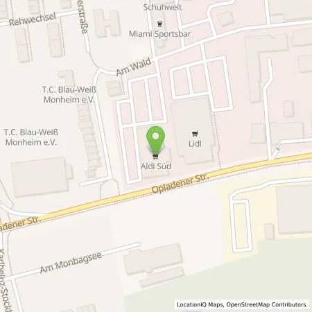 Standortübersicht der Tankstelle ALDI SÜD in 40789 Monheim