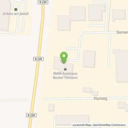 Standortübersicht der Tankstelle Becker-Tiemann Minden-Lübbecke GmbH & Co. KG in 32312 Lübbecke