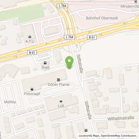 Standortübersicht der Tankstelle Lidl Dienstleistung GmbH & Co. KG in 32427 Minden