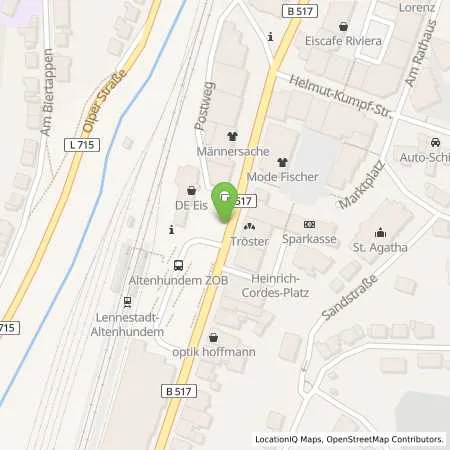 Standortübersicht der Tankstelle BIGGE ENERGIE GmbH & Co. KG in 57368 Lennestadt