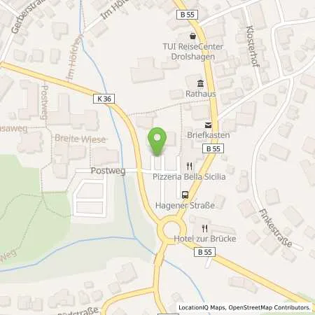 Standortübersicht der Tankstelle BIGGE ENERGIE GmbH & Co. KG in 57489 Drolshagen