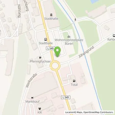 Standortübersicht der Tankstelle innogy SE in 33142 Büren