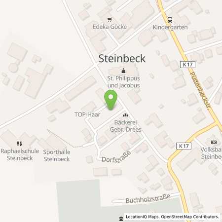 Standortübersicht der Strom (Elektro) Tankstelle: Stadtwerke Tecklenburger Land GmbH & Co. KG in 49509, Recke - Steinbeck