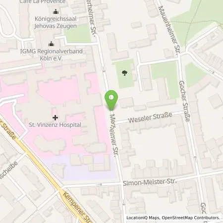 Standortübersicht der Tankstelle Rheinenergie AG in 50733 Köln