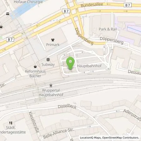 Standortübersicht der Tankstelle WSW Energie & Wasser AG in 42103 Wuppertal