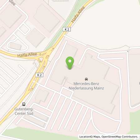 Standortübersicht der Strom (Elektro) Tankstelle: Mercedes- Benz AG - Niederlassung Mainz in 55128, Mainz