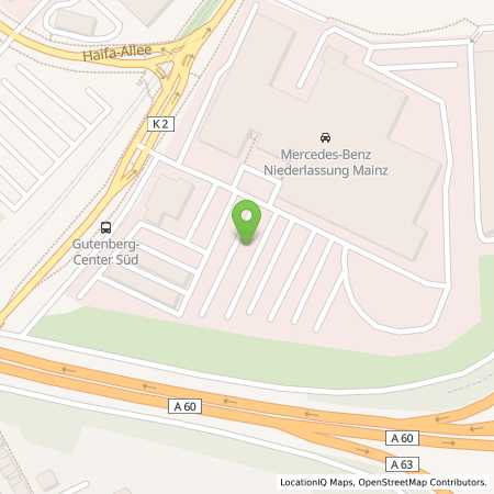 Standortübersicht der Strom (Elektro) Tankstelle: Mercedes- Benz AG - Niederlassung Mainz in 55128, Mainz