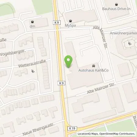 Standortübersicht der Tankstelle Autohaus Karl + Co. GmbH & Co. KG in 55129 Mainz