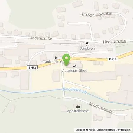 Standortübersicht der Tankstelle Autohaus Glees GmbH in 56659 Burgbrohl