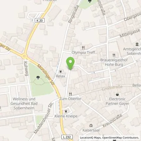 Standortübersicht der Tankstelle innogy eMobility Solutions GmbH in 55566 Bad Sobernheim