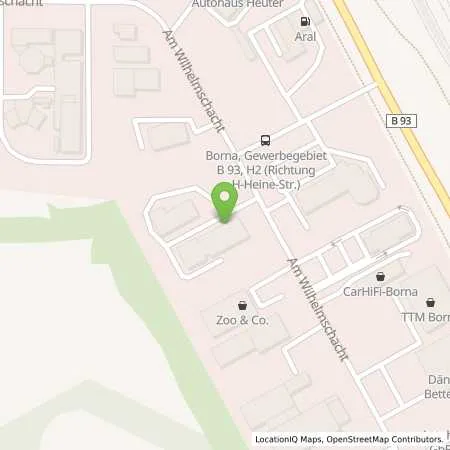 Standortübersicht der Tankstelle Städtische Werke Borna GmbH in 04552 Borna