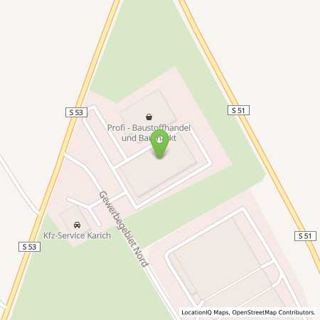 Standortübersicht der Strom (Elektro) Tankstelle: Baustoffhandel und Baumarkt Dolsenhain GmbH u.Co.KG in 04654, Frohburg