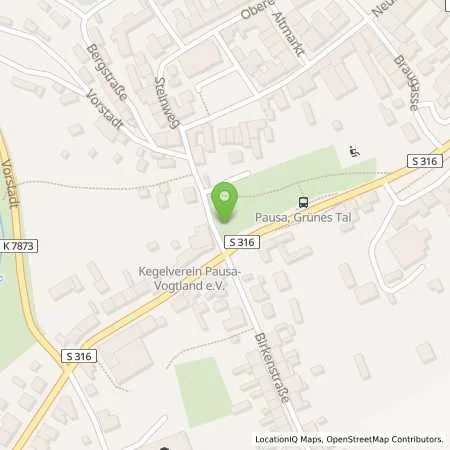 Standortübersicht der Tankstelle Thüringer Energie AG in 07952 Pausa (Mühltroff)