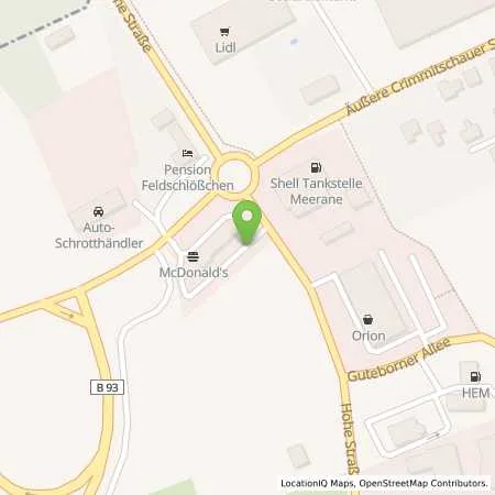 Standortübersicht der Tankstelle EWE Go GmbH in 08393 Meerane