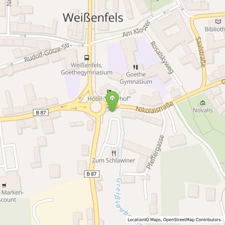 Standortübersicht der Strom (Elektro) Tankstelle: Stadtwerke Weißenfels GmbH in 06667, Weienfels