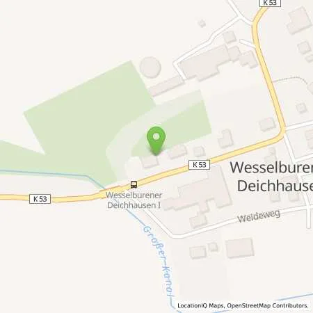 Standortübersicht der Tankstelle Charge-ON in 25764 Wesselburener Deichhausen