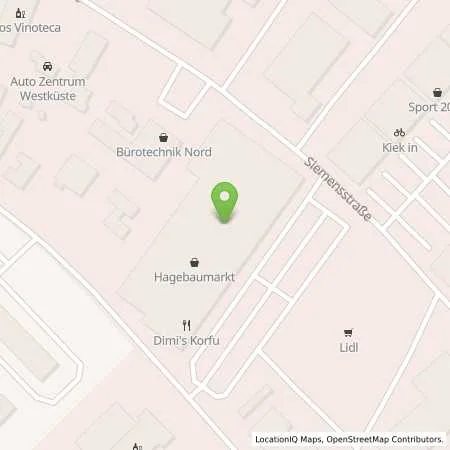 Standortübersicht der Tankstelle hagebaumarkt husum GmbH u. Co. KG in 25813 Husum