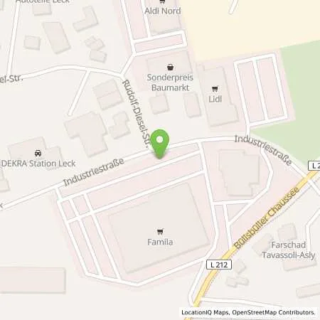 Standortübersicht der Tankstelle FAMILA-Warenhaus Lübeck GmbH & Co. KG in 25917 Leck