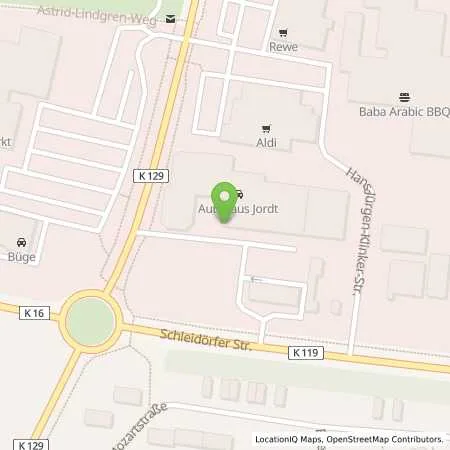 Standortübersicht der Tankstelle Autohaus Jordt Automobil Handelsgesellschaft mbH in 24837 Schleswig