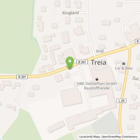 Standortübersicht der Strom (Elektro) Tankstelle: Gemeinde Treia c/o Amt Arensharde in 24896, Treia