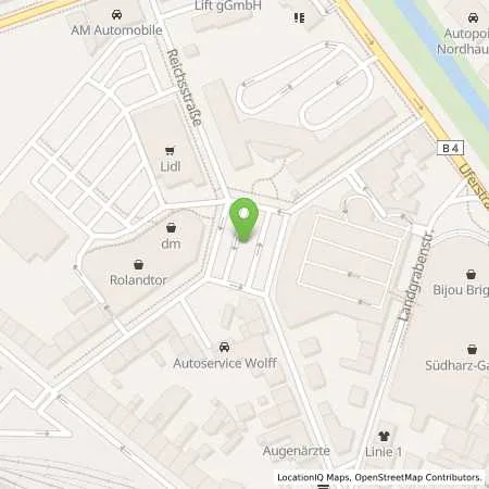 Standortübersicht der Tankstelle Energieversorgung Nordhausen GmbH in 99734 Nordhausen