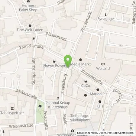 Standortübersicht der Tankstelle Energieversorgung Nordhausen GmbH in 99734 Nordhausen