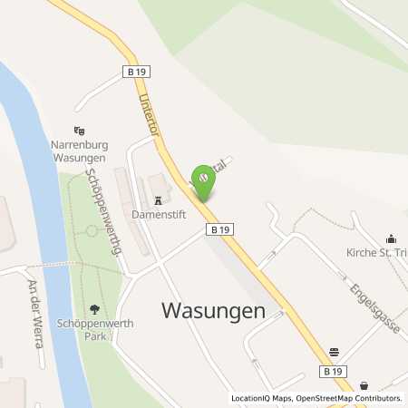 Standortübersicht der Strom (Elektro) Tankstelle: Thüringer Energie AG in 98634, Wasungen
