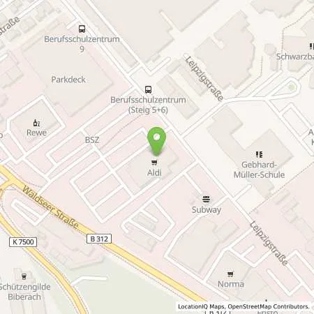 Standortübersicht der Tankstelle ALDI SÜD in 88400 Biberach an der Riß