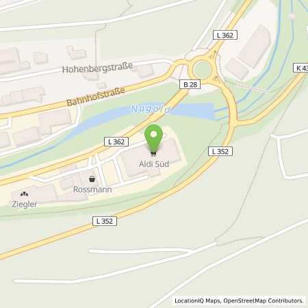 Standortübersicht der Strom (Elektro) Tankstelle: ALDI SÜD in 72213, Altensteig