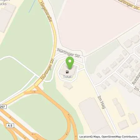 Standortübersicht der Tankstelle TOTAL Deutschland GmbH in 73230 Kirchheim unter Teck