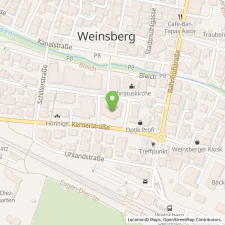 Standortübersicht der Strom (Elektro) Tankstelle: Kreissparkasse Heilbronn AödR in 74189, Weinsberg