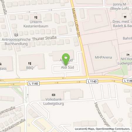 Standortübersicht der Strom (Elektro) Tankstelle: ALDI SÜD in 71636, Ludwigsburg