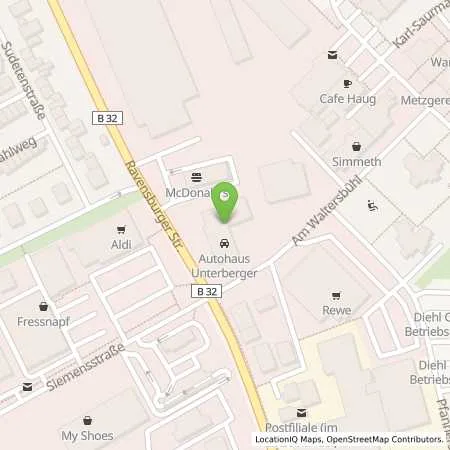 Standortübersicht der Tankstelle Autohaus Unterberger GmbH in 88239 Wangen