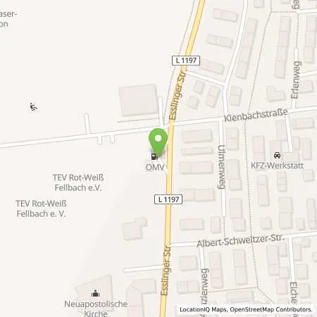 Standortübersicht der Tankstelle EnBW mobility+ AG und Co.KG in 70734 Fellbach