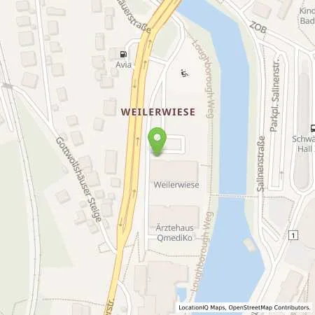 Standortübersicht der Tankstelle Stadtwerke Schwäbisch Hall GmbH in 74523 Schwäbisch Hall