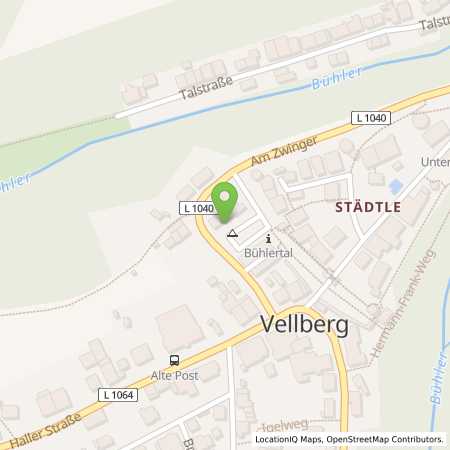 Standortübersicht der Strom (Elektro) Tankstelle: EnBW ODR AG in 74541, Vellberg