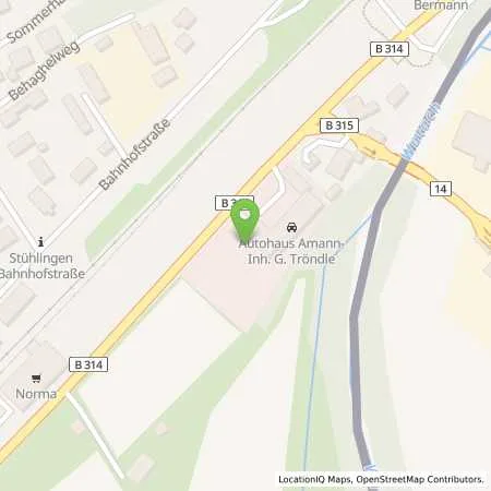 Standortübersicht der Tankstelle Autohaus Amann GmbH in 79780 Stühlingen