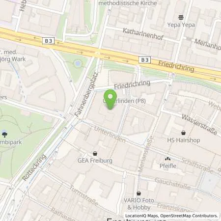 Standortübersicht der Tankstelle APCOA PARKING Deutschland GmbH in 79098 Freiburg