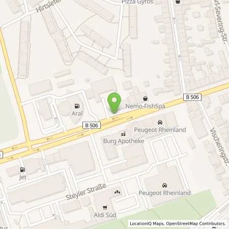 Standortübersicht der Tankstelle Aral Station in 51067 Köln