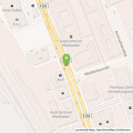 Standortübersicht der Erdgas (CNG) Tankstelle: Aral Tankstelle in 65189, Wiesbaden
