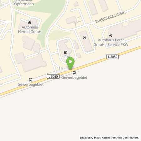 Standortübersicht der Erdgas (CNG) Tankstelle: HEM Tankstelle in 37308, Heiligenstadt

