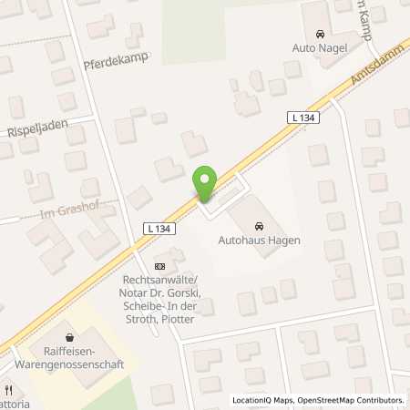 Standortübersicht der Erdgas (CNG) Tankstelle: Freie Tankstelle Autohaus H. Mann in 27628, Hagen im Bremischen
