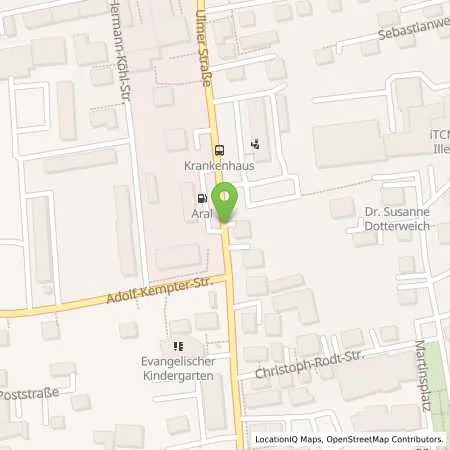 Standortübersicht der Tankstelle Aral Station in 89257 Illertissen