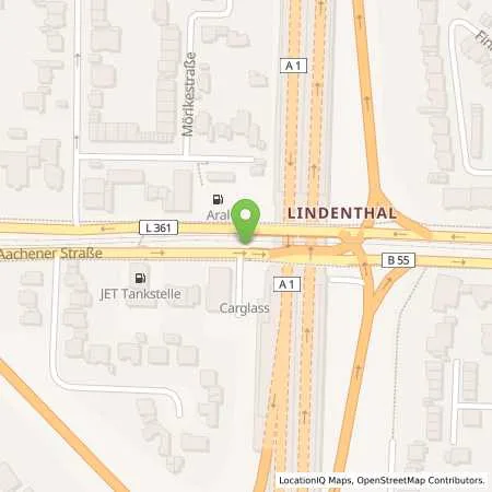 Standortübersicht der Tankstelle Aral Station in 50858 Köln