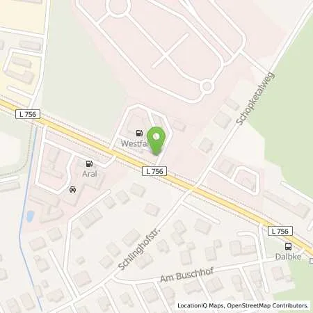 Standortübersicht der Tankstelle Westfalen Tankstelle in 33689 Bielefeld