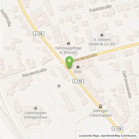 Standortübersicht der Tankstelle Esso Station in 66763 Dillingen