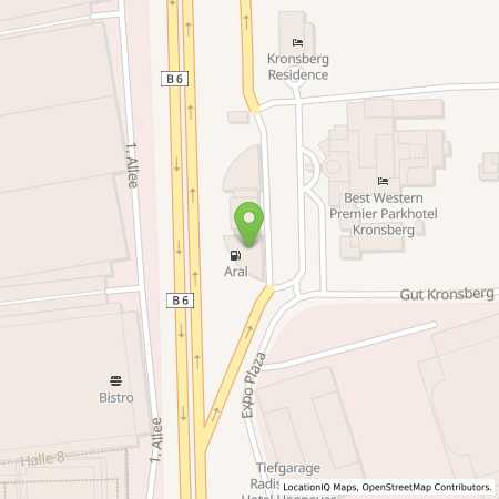 Standortübersicht der Erdgas (CNG) Tankstelle: Aral Station in 30521, Hannover
