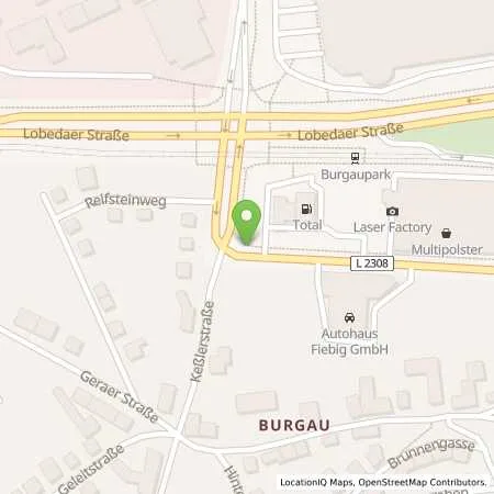 Standortübersicht der Tankstelle Total Station in 07745 Jena (Burgau)