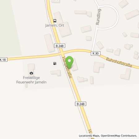 Standortübersicht der Erdgas (CNG) Tankstelle: Raiffeisen Biogastankstelle (Automatentankstelle) in 29479, Jameln
